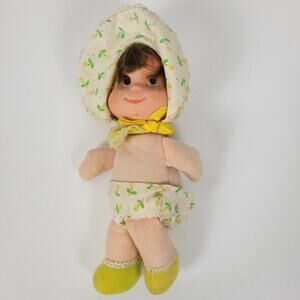 Vintage Mattel Sweet Baby Bonnet Beans Bib Doll Yellow Flowers Cloth Plush Toy